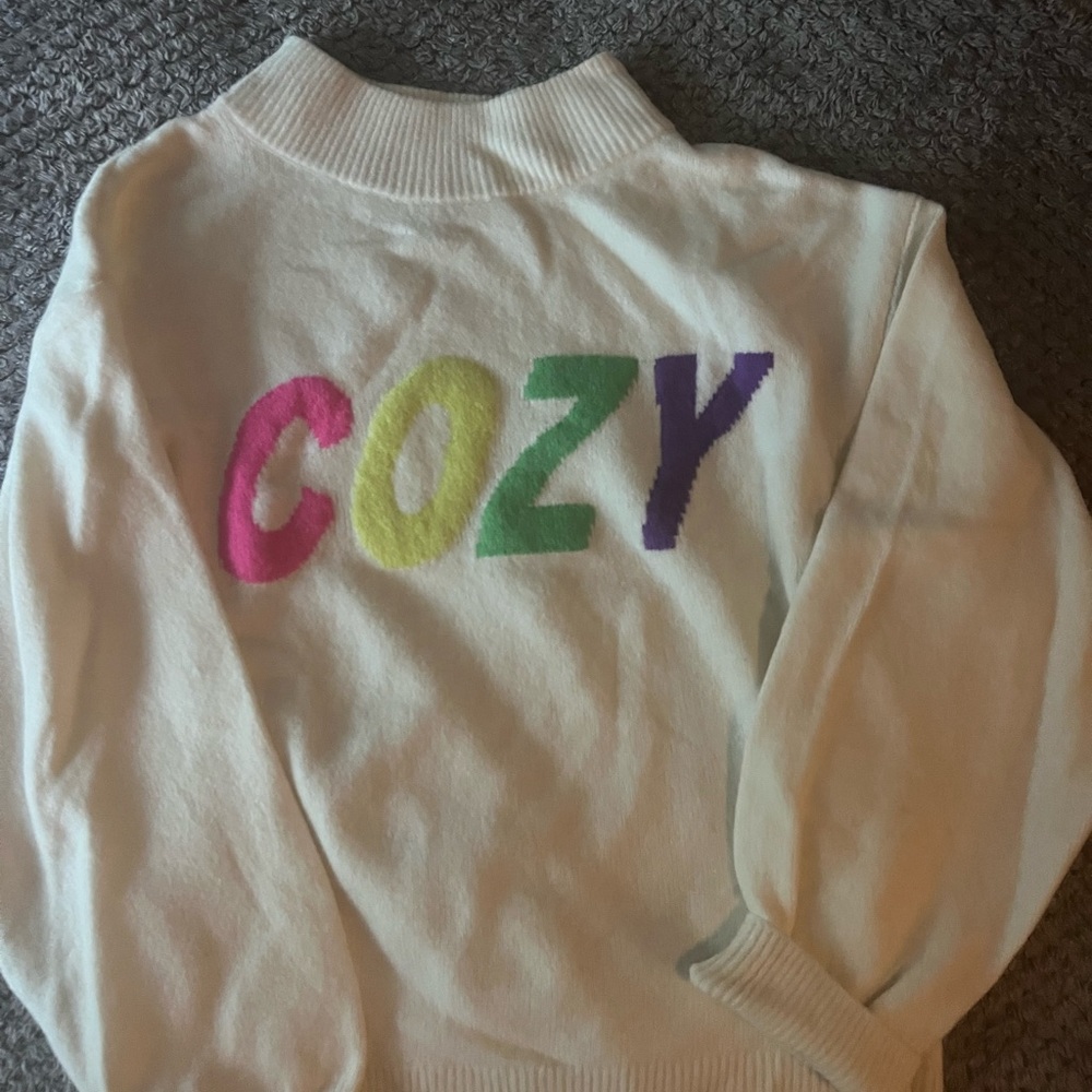 a new day Cream Sweater with Colorful COZY Design